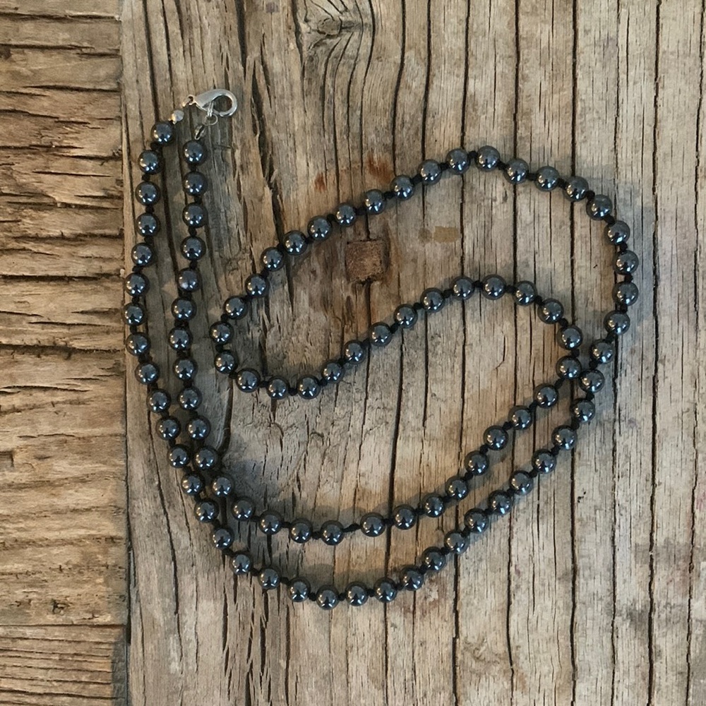 Hematite “Pearl” Ball Necklace with Clasp